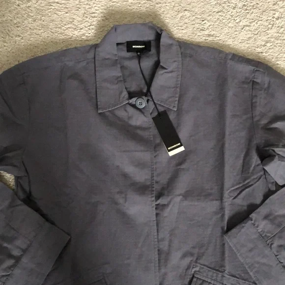 Monrow Shirt Shacket Mechanic Utility Trucker Jacket Gray Button Down New
